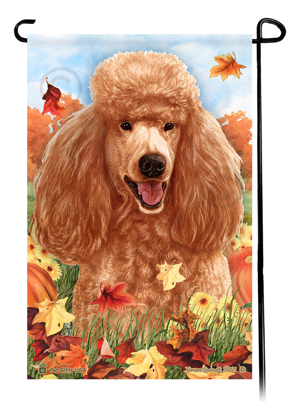 Poodle Falling Leaves - Garden Flag