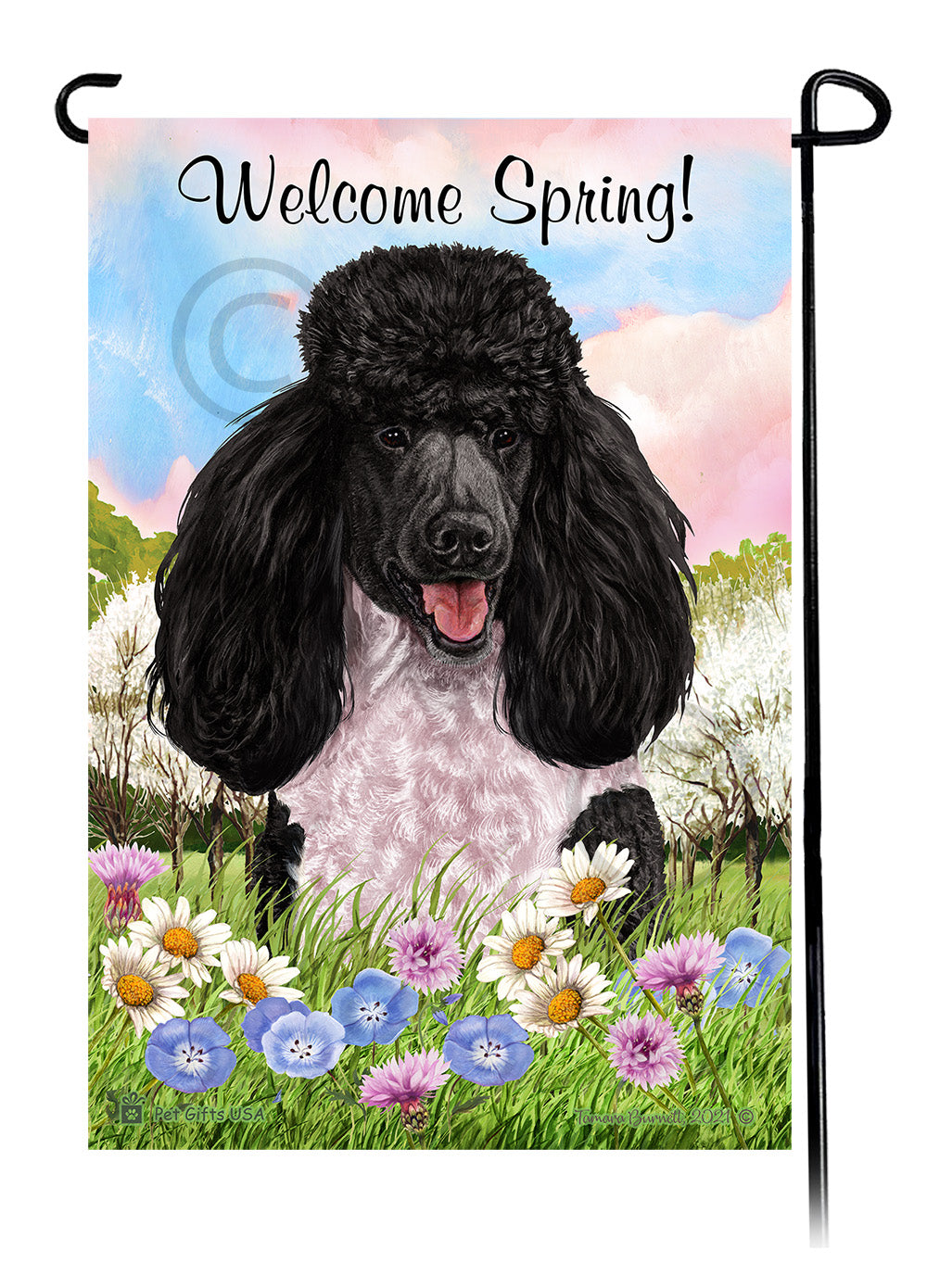 Poodle Welcome Spring - Garden Flag