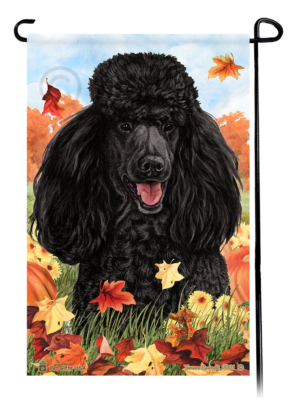 Poodle Falling Leaves - Garden Flag