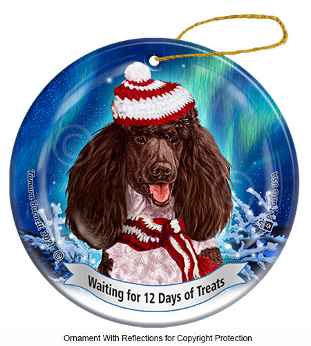Poodle Standard Chocolate and White Parti Ornament
