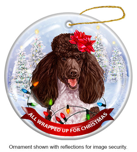 Poodle Standard Chocolate and White Parti Ornament
