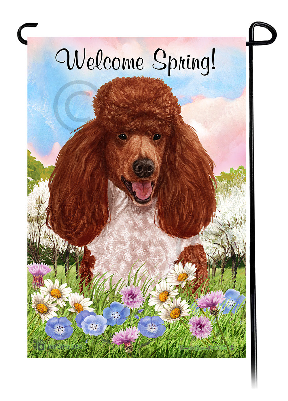 Poodle Welcome Spring - Garden Flag