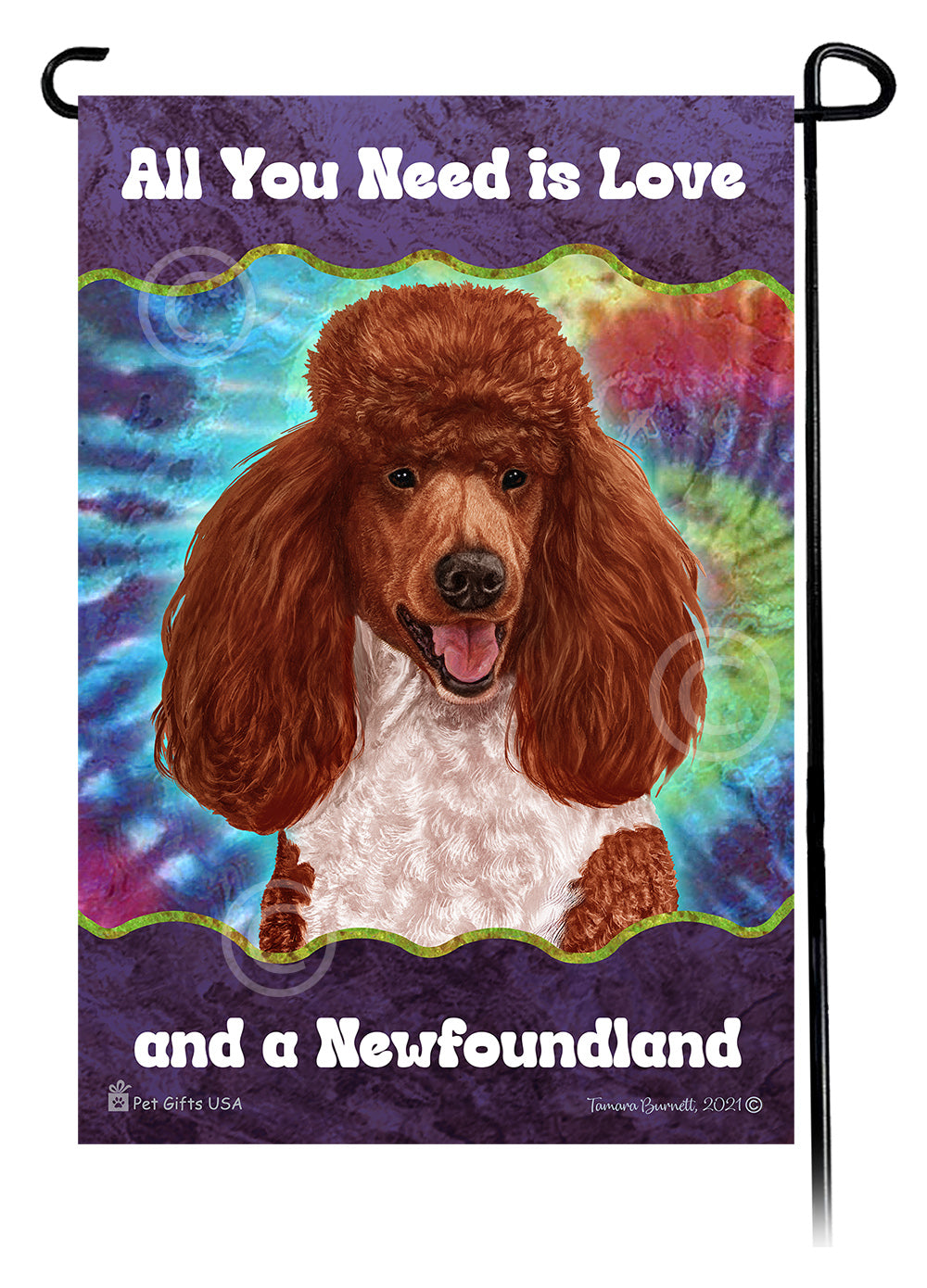 Poodle All You Need Is Love Garden Flag