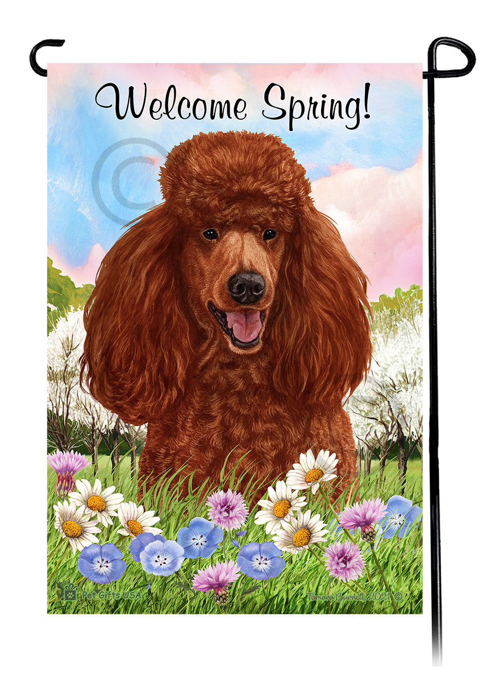Poodle Welcome Spring - Garden Flag