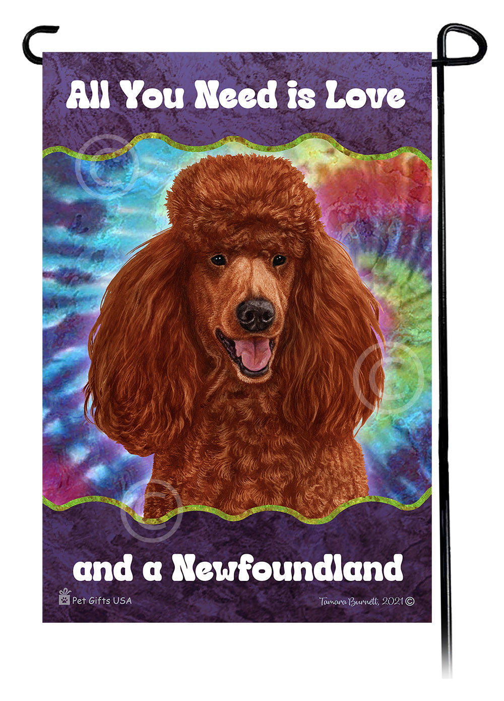 Poodle All You Need Is Love Garden Flag