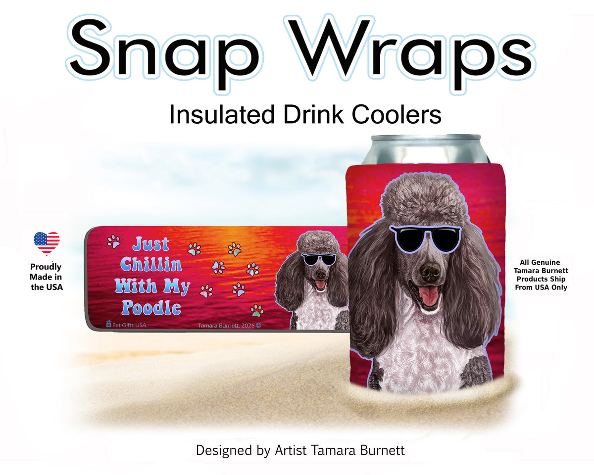 Standard Poodle Silver and White Snap Wrap Cozy
