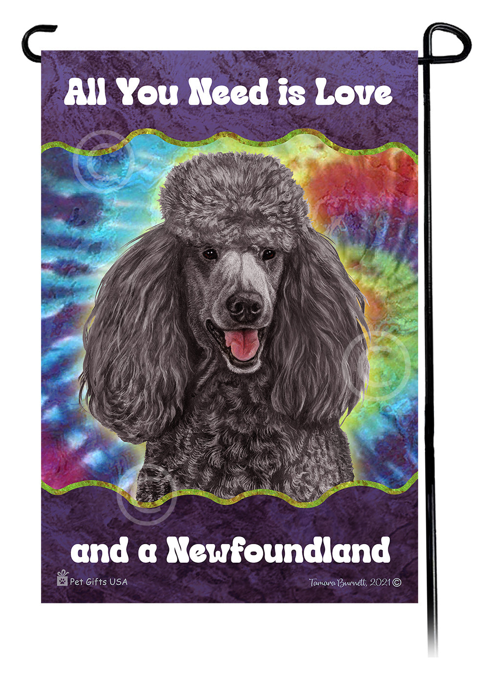 Poodle All You Need Is Love Garden Flag