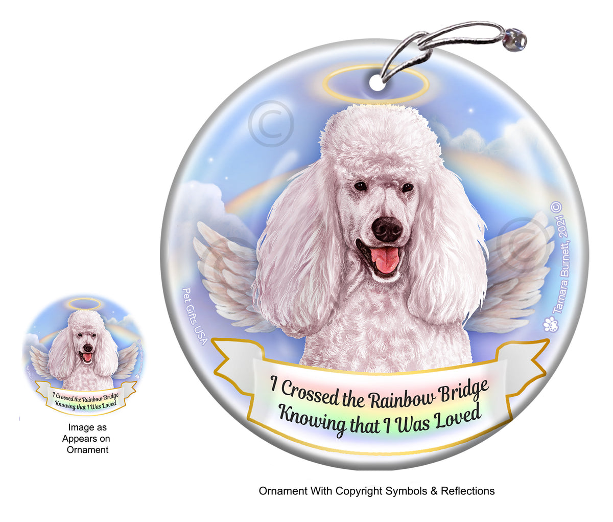 Poodle Standard White Ornament