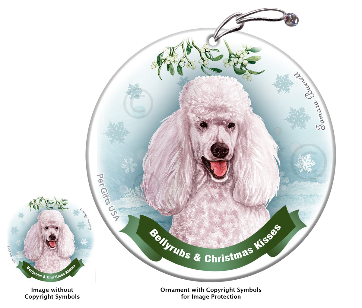 Poodle Standard White Ornament