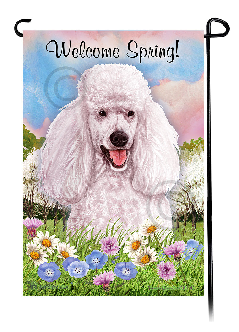 Poodle Welcome Spring - Garden Flag