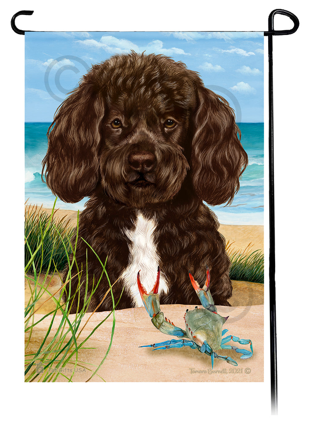 Portuguese Water Dog Summer Flowers Garden Flag