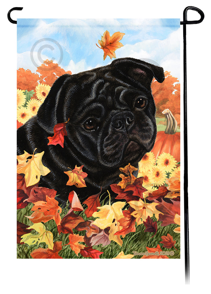Pug Falling Leaves Garden Flags