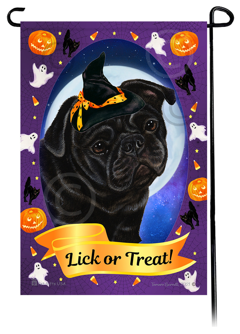 Pug Halloween Howls Garden Flags