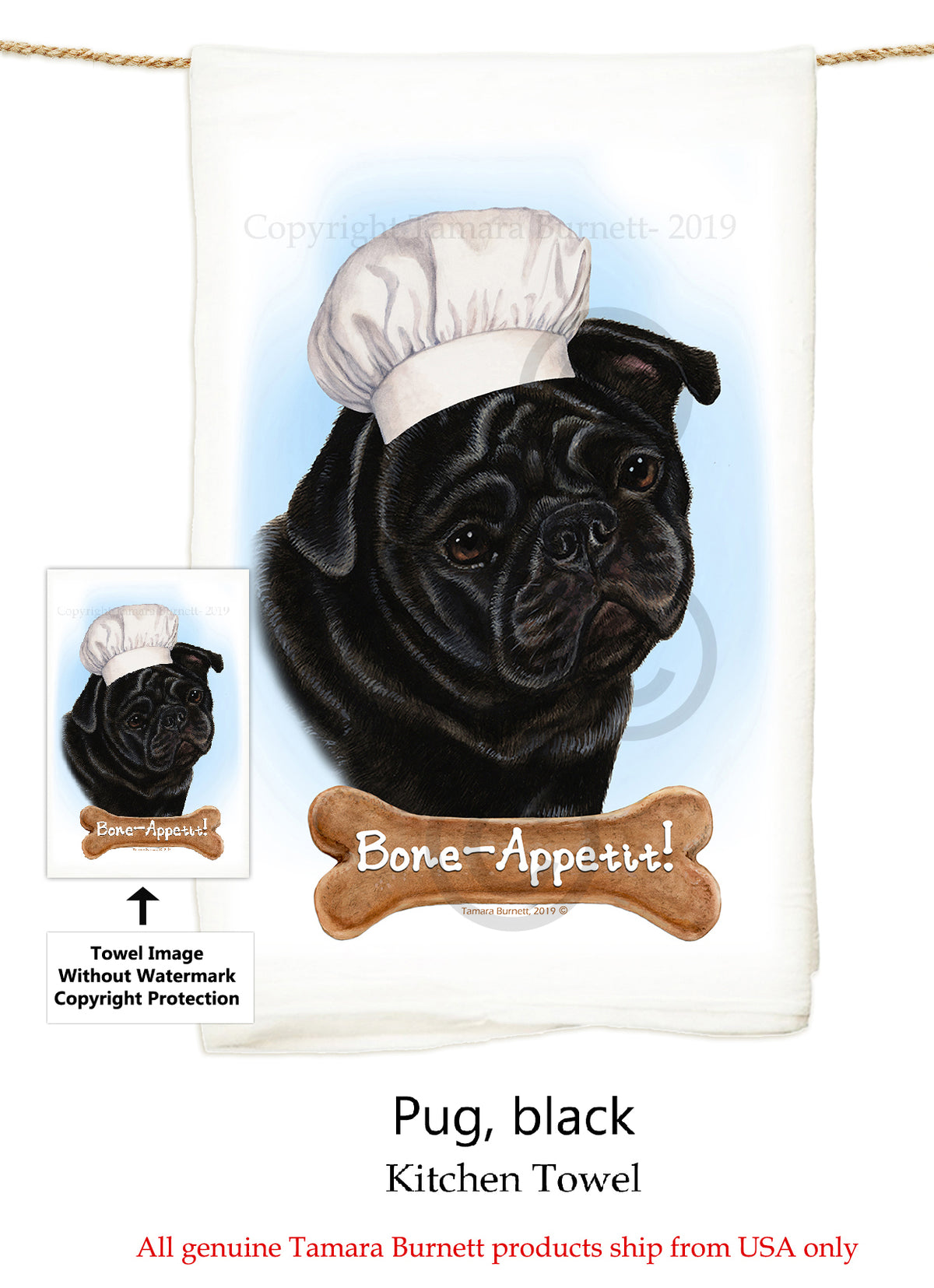 Pug Flour Sack Towel