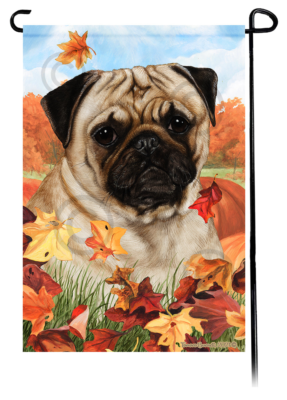 Pug Falling Leaves - Garden Flag