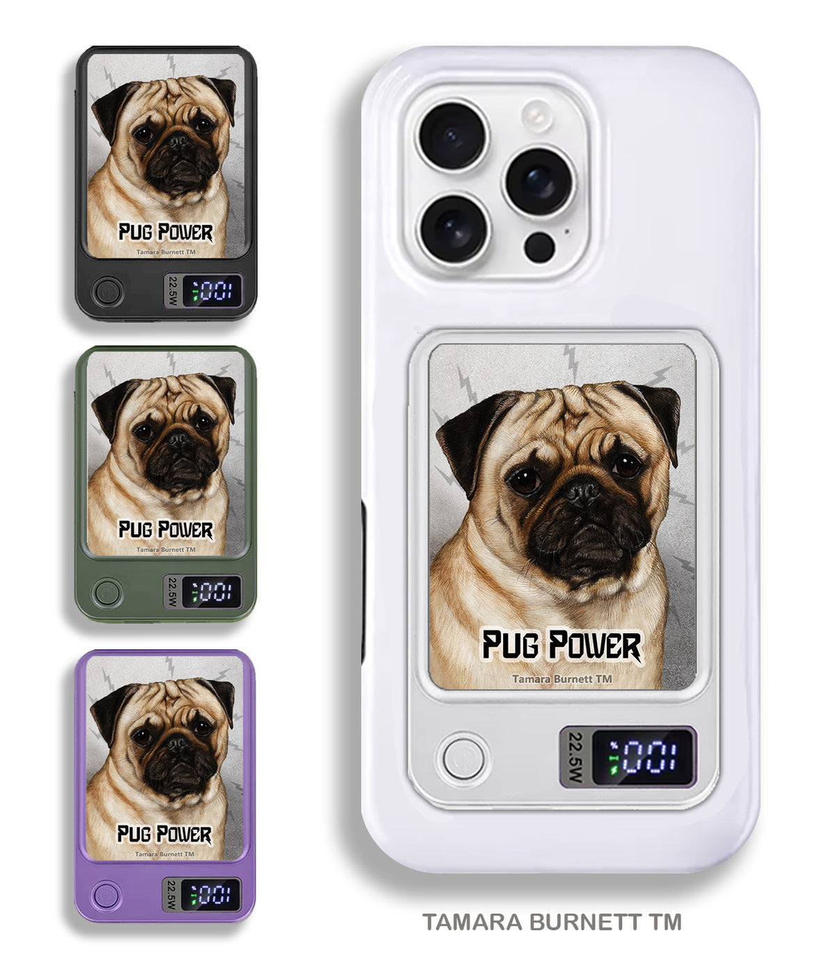 Pug Fawn Phone Bank Wireless Charger