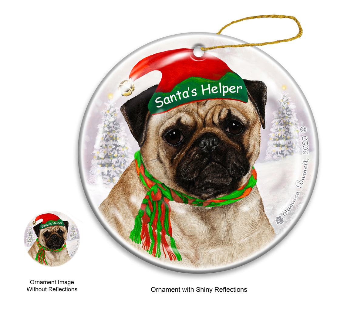 Pug Fawn Ornament