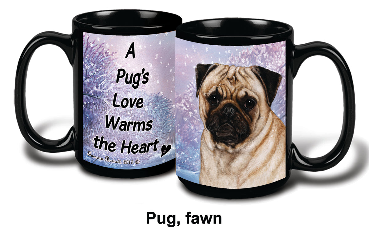 Pug Fawn Winter Mug 15 oz
