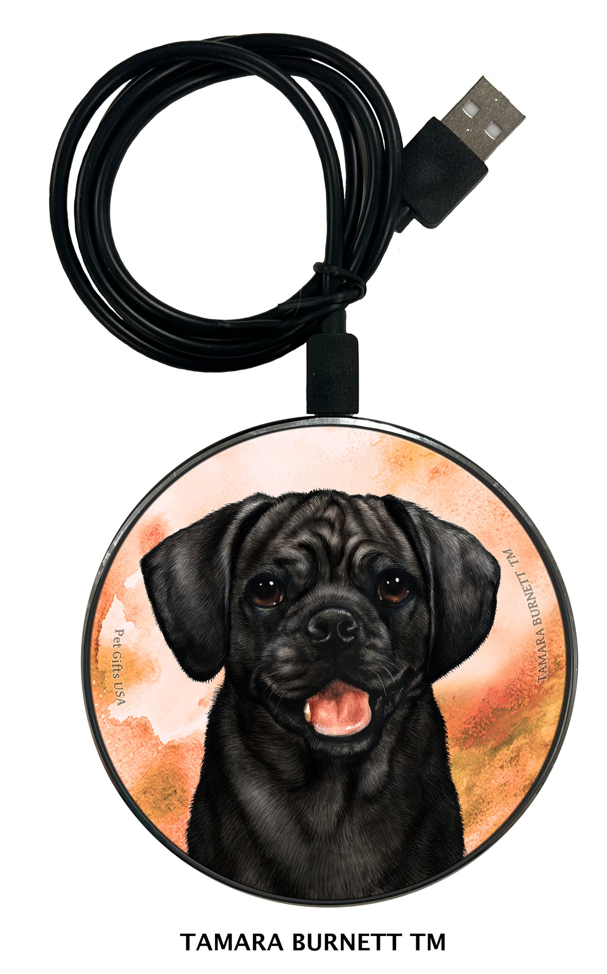 Puggle Black Zoomies Wireless Charger