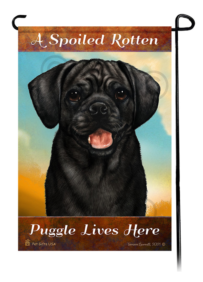 Puggle Spoiled Rotten Garden Flags