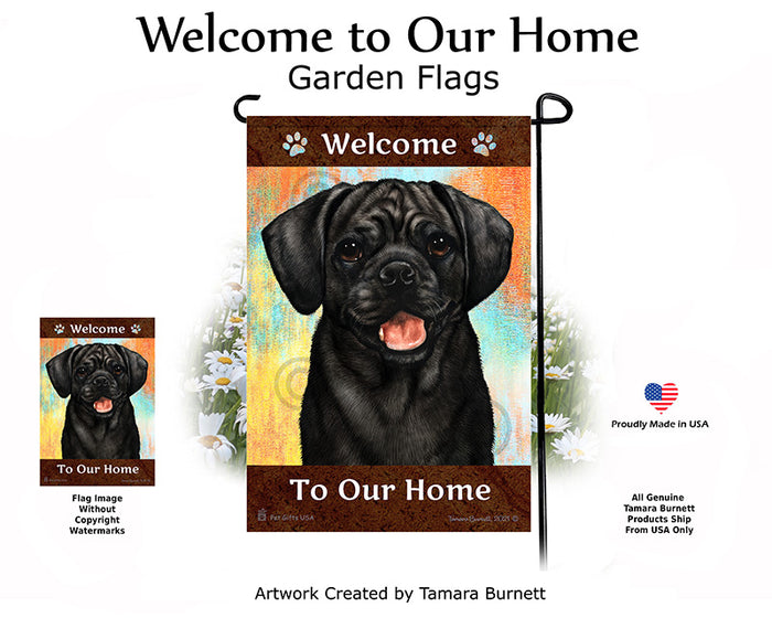 Puggle Welcome To Our Home Garden Flags