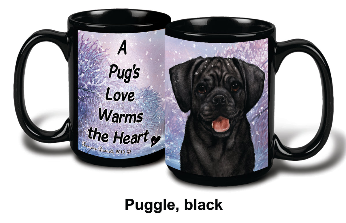Puggle Black Winter Mug 15 oz