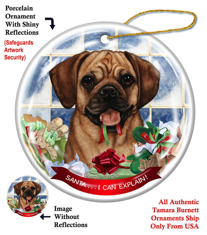 Puggle Fawn - Santa I Can Explain Ornament