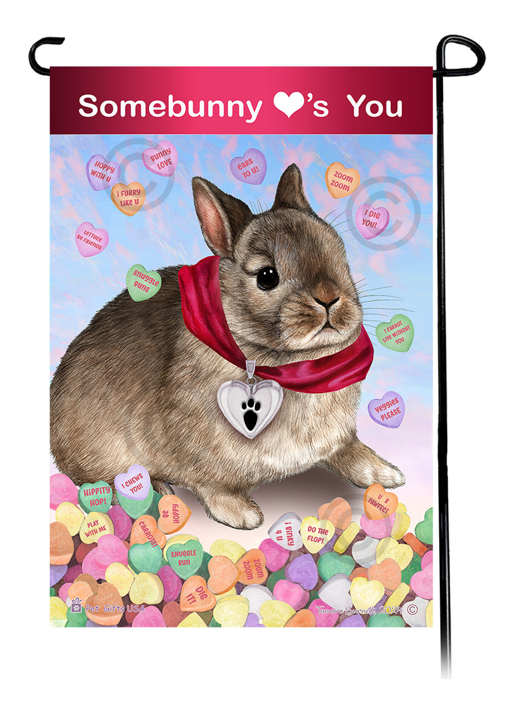 Netherland Dwarf Rabbit Valentine Sweetheart Garden Flags