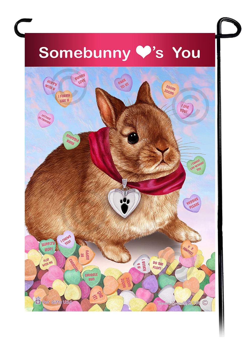 Netherland Dwarf Rabbit Valentine Sweetheart - Garden Flag