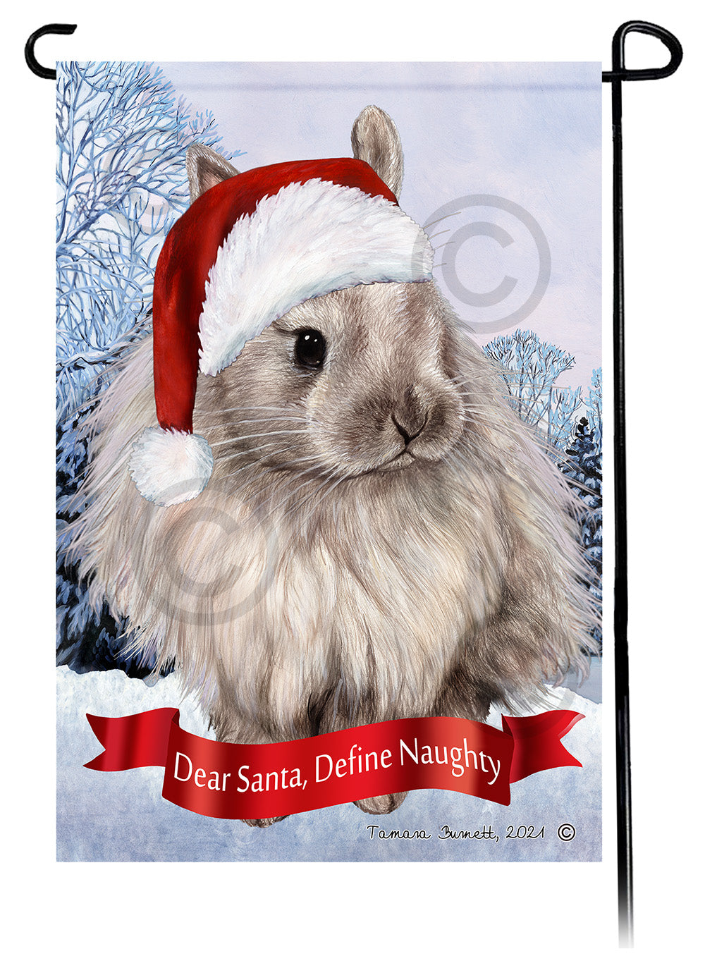 Jersey Wooley Rabbit Dear Santa Define Naughty Garden Flags