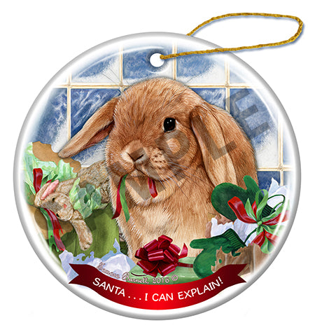 Mini Lop Rabbit - Santa I Can Explain Ornament