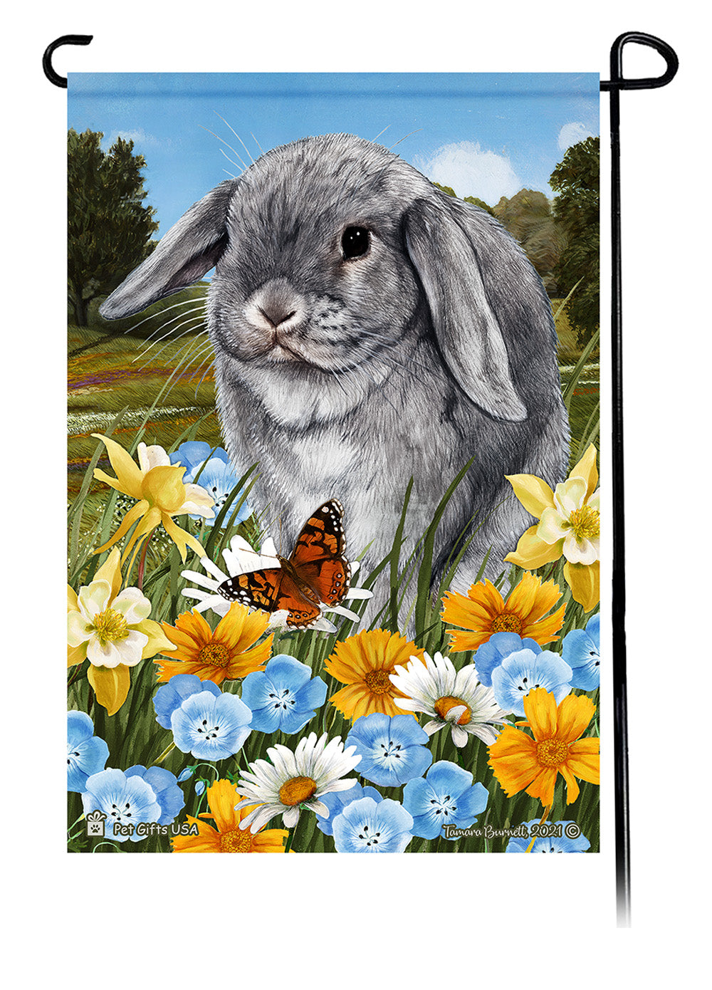 Mini Lop Rabbit Summer Flowers - Garden Flag