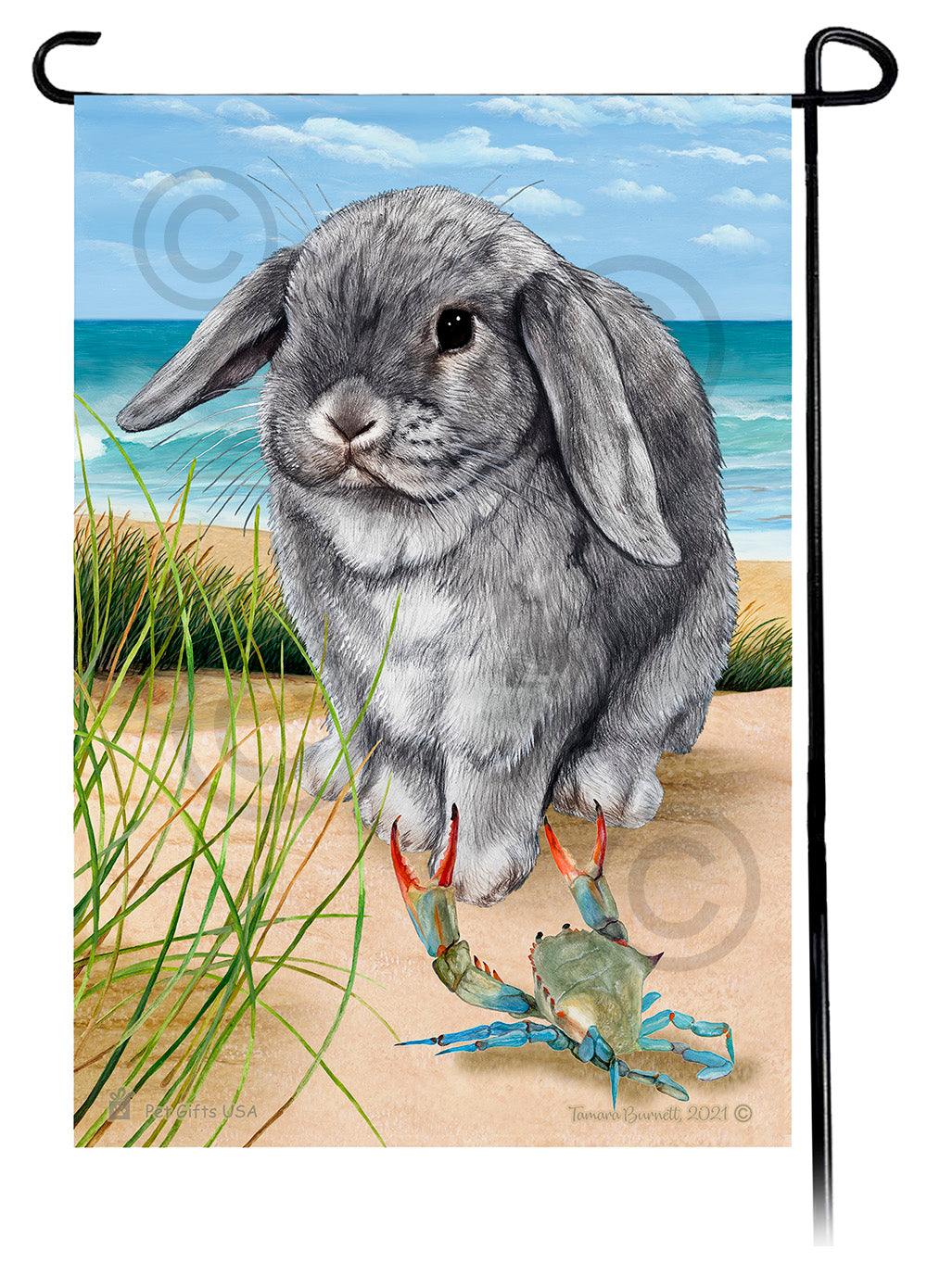 Mini Lop Rabbit Summer Flowers Garden Flag