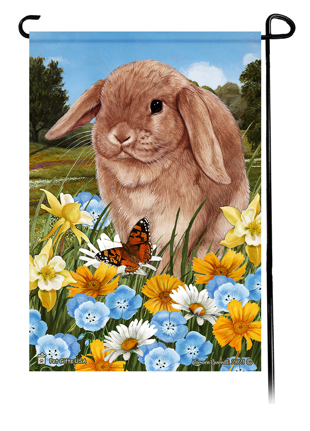 Mini Lop Rabbit Summer Flowers - Garden Flag