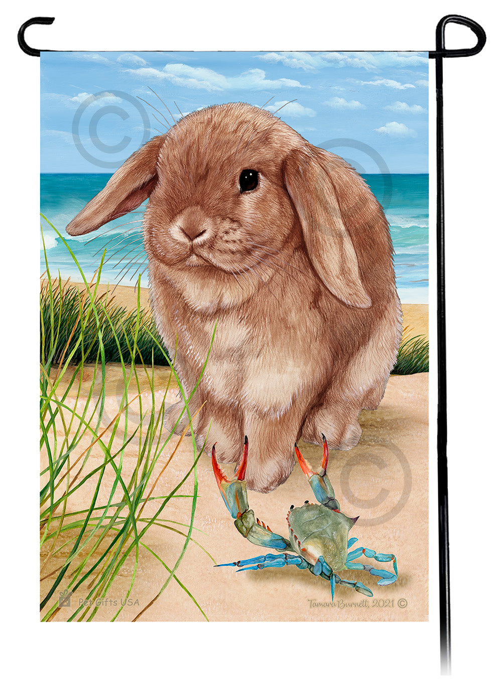 Mini Lop Rabbit Summer Flowers Garden Flag