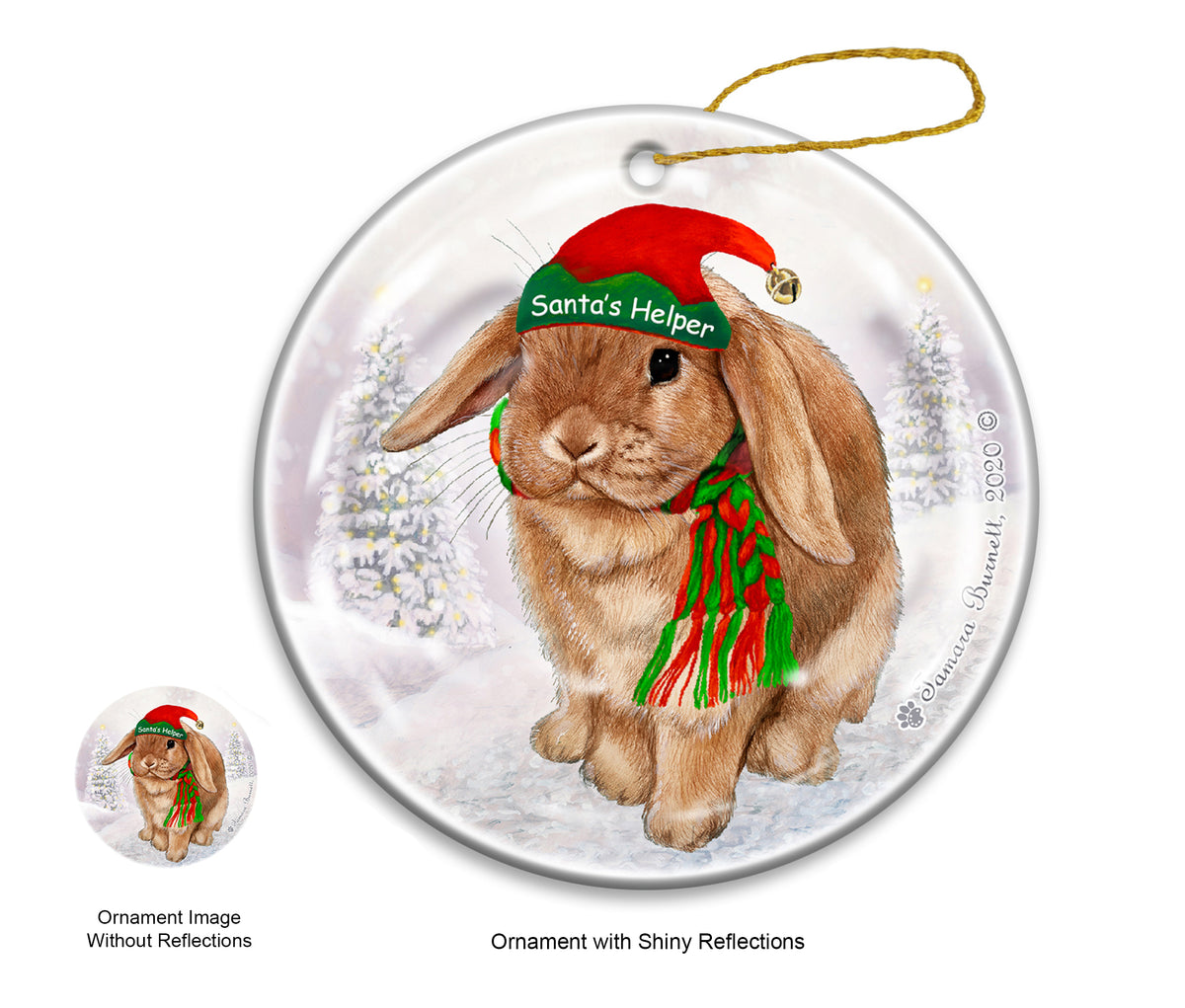 Rabbit Mini Lop - Santa's Helper Ornament