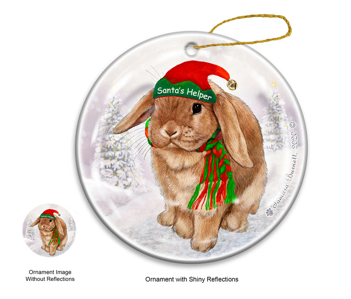 Rabbit Mini Lop - Santa's Helper Ornament