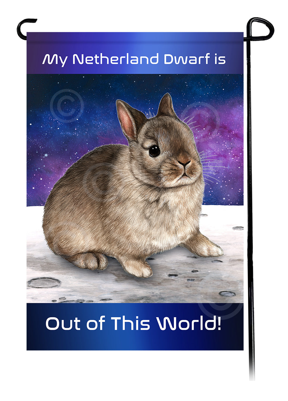 Netherland Dwarf Rabbit Out Of This World Garden Flags