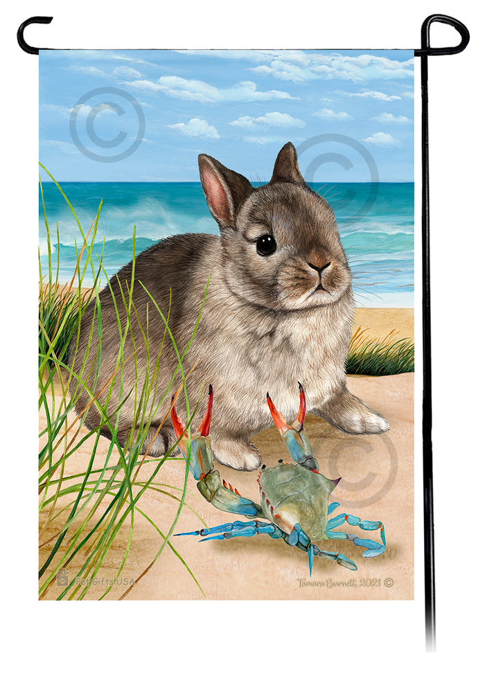 Netherland Dwarf Rabbit Summer Flowers Garden Flag