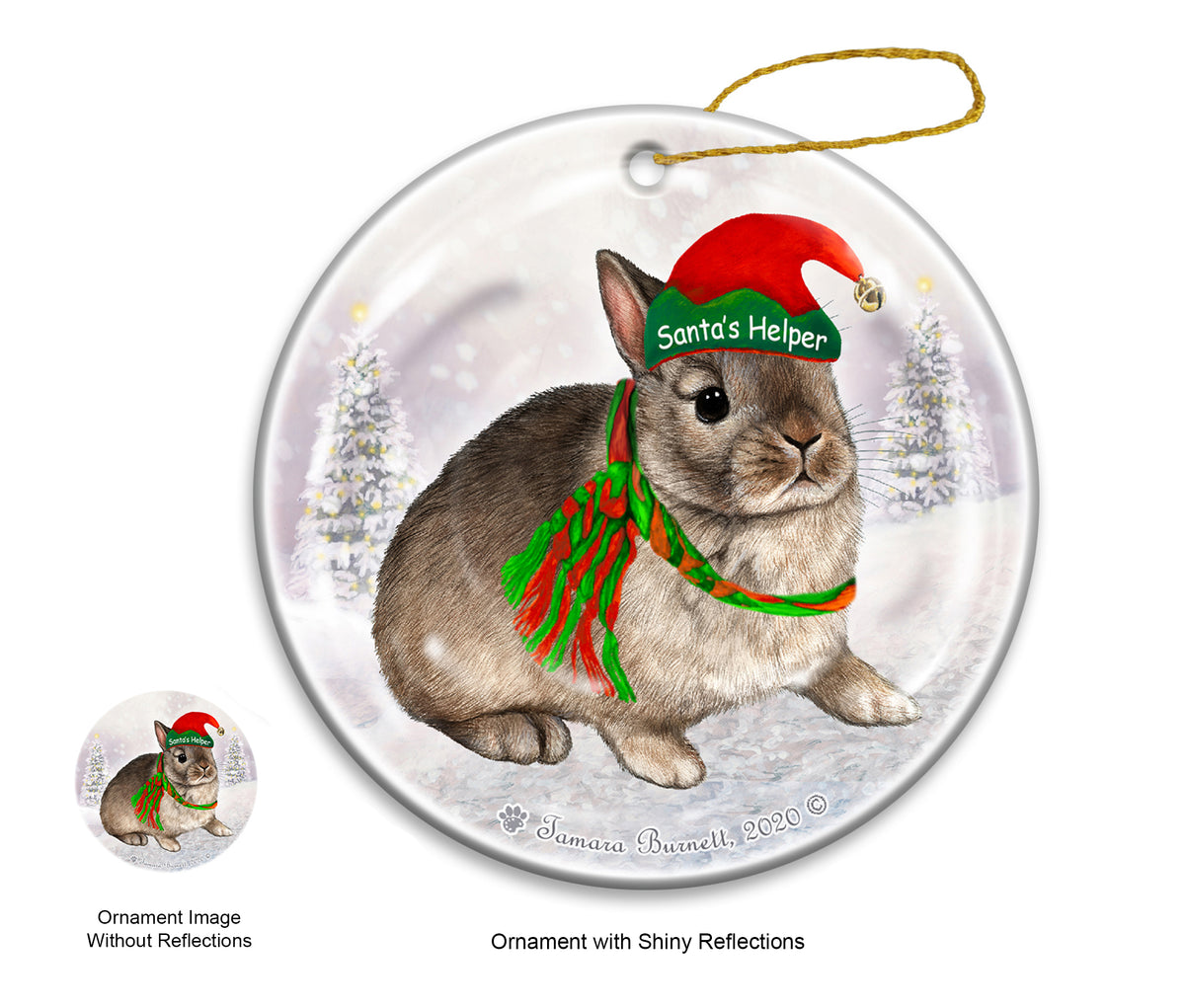 Rabbit Netherland Dwarf - Santa's Helper Ornament