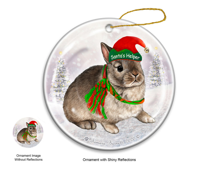 Rabbit Netherland Dwarf - Santa's Helper Ornament