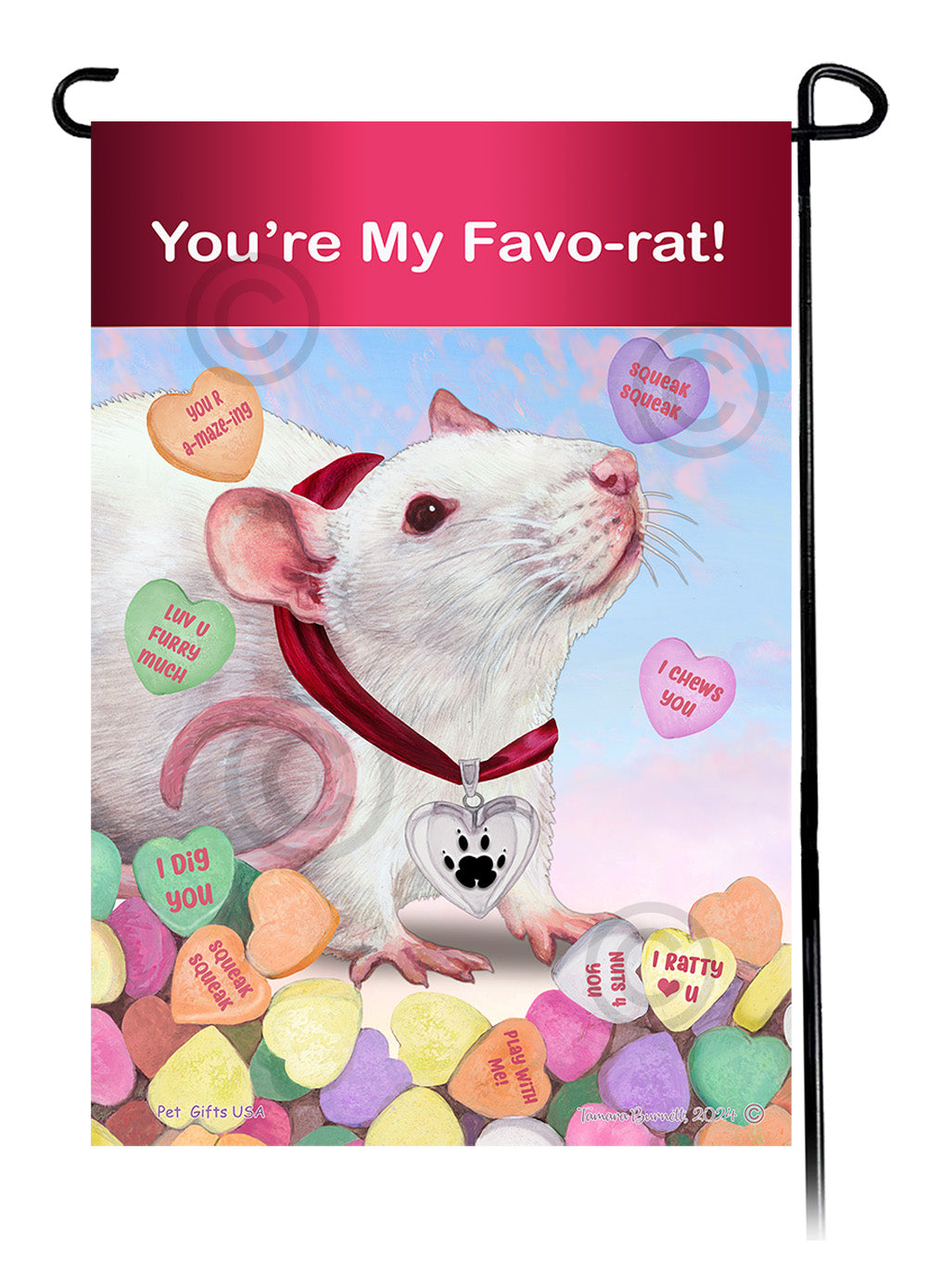 Black Rat Valentine Sweetheart - Garden Flag