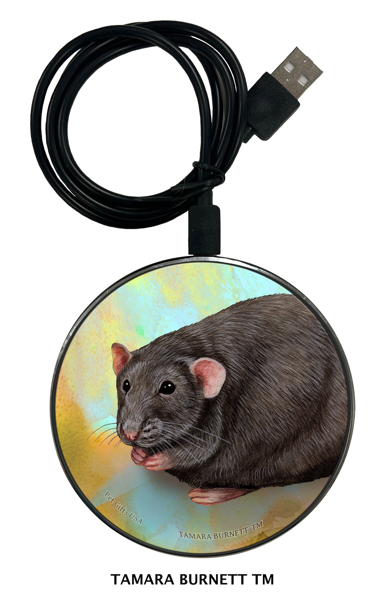 Fancy Rat Grey Solid Zoomies Wireless Charger