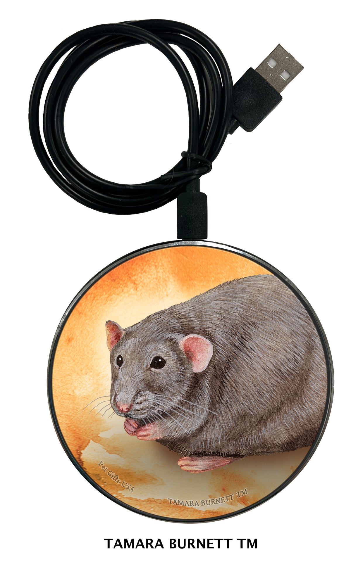 Fancy Rat Light Grey Solid Zoomies Wireless Charger