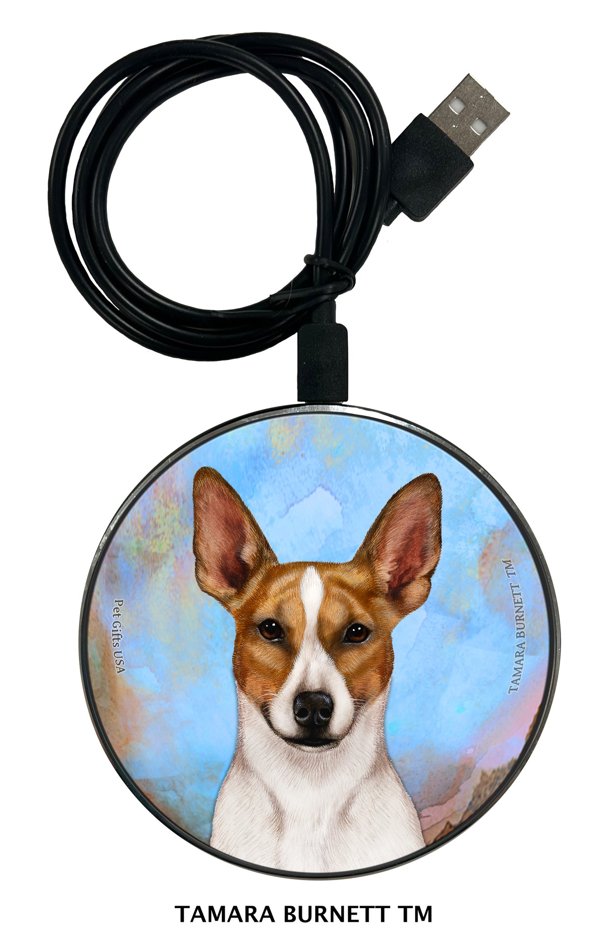 Rat Terrier Tan and White Cropped Zoomies Wireless Charger
