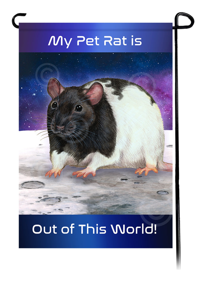 Black & White Hooded Rat Out Of This World Garden Flags