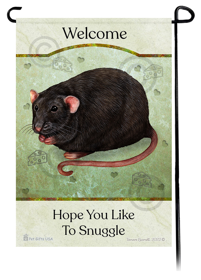 Black Rat Hope You Like To Snuggle Garden Flags