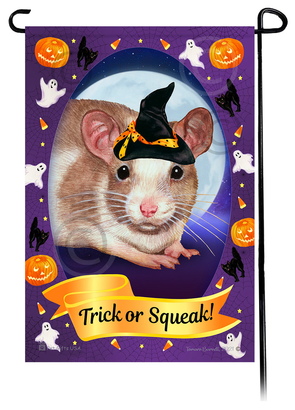 Light Cream Rat Halloween Howls Garden Flags