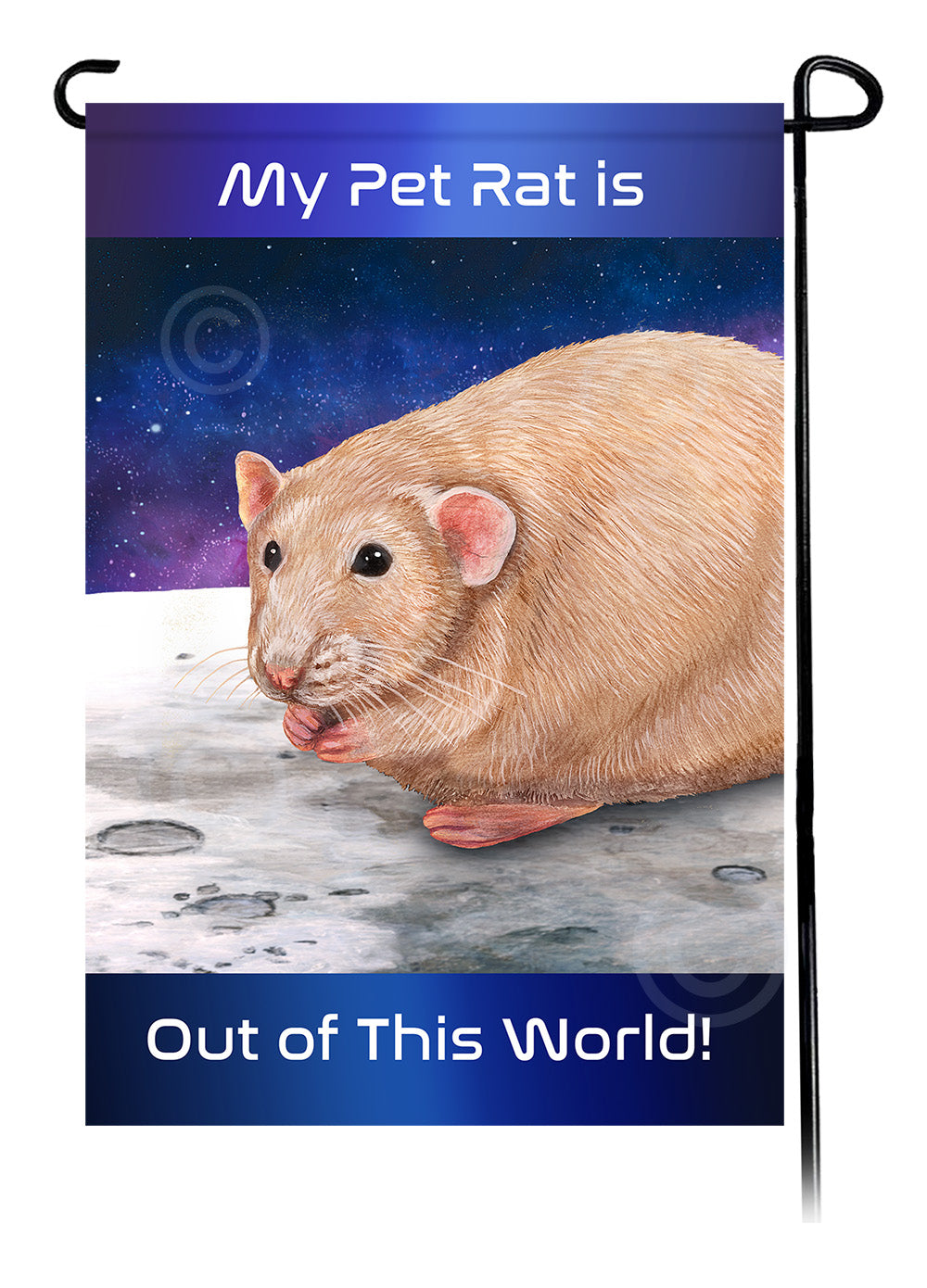 Light Grey Solid Rat Out Of This World - Garden Flag