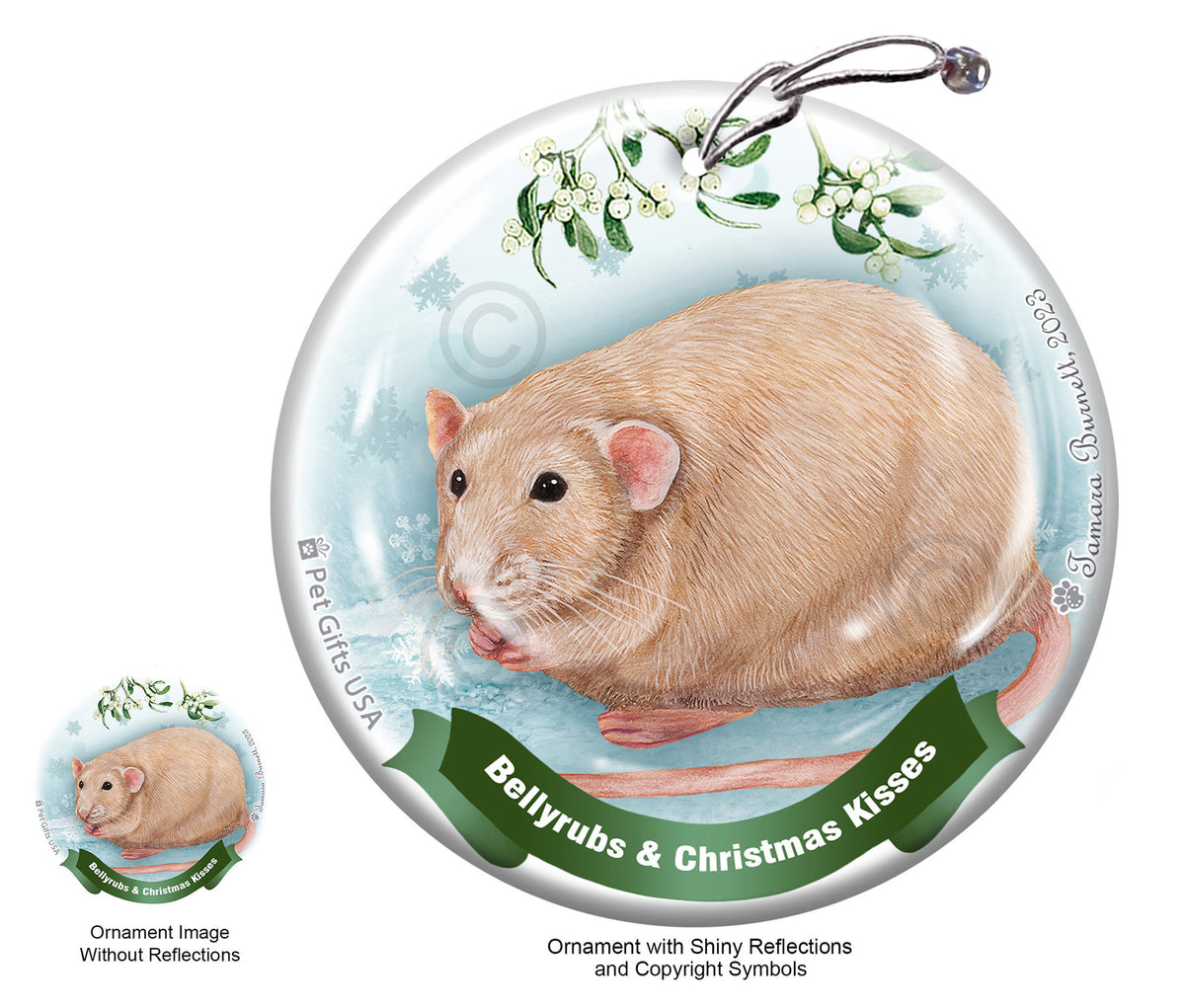 Fancy Rat Light Cream Solid Ornament
